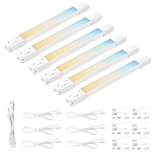 Parmida (6 Pack) LED Under Cabinet Lighting Kit, 12 Inch, 5CCT Color Selectable, 42W, Linkable Light...
