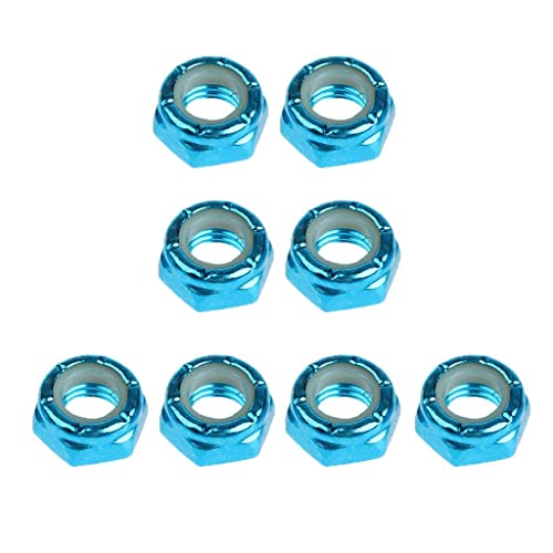 Tongina 8pcs Universal Skateboard Truck Axle Mounting Nuts Screws Longboard Parts, Blue