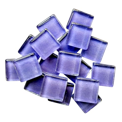 CRAFT BASKET® Glossy Square Glass Mosaic Tiles (60 Colours)(Size: 15 x 15 mm), DIY Mosaic Art, Craft Projects, Decoration, Crystal Glass Mosaic Tiles (PL 700 [Periwinkle], 100 g)