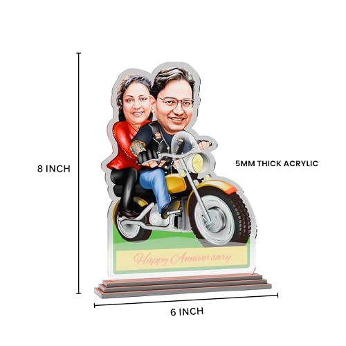 Image of SAVRI Personalized Acrylic Caricature for Couple - Custom Photo Gift (6x8 inches) - Romantic Table Decor, Unique Anniversary, Wedding & Valentine's Day Gift for Husband, Wife, Boyfriend, Girlfriend