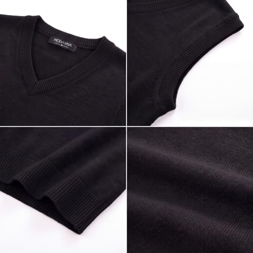 Mens Black V Neck Sweater Vest, Lightweight Sleeveless Knit Vest, XX-Large - image 6