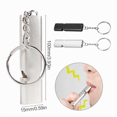 WeddHuis 2 Pcs Notfallpfeife Metall Trillerpfeife mit Schlüsselanhänger, für Schule Gym, Outdoor Camping, Wandern, Jagen, Klettern