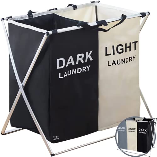 Newty | Cesto Ropa Sucia para Colada Cesta Lavandería Compartimentos Hogar Cocina Dormitorio Plegable Almacenamiento Clasificador Contenedor Organizador Lavado Cesta Tela (2 COMPARTIMENTOS)