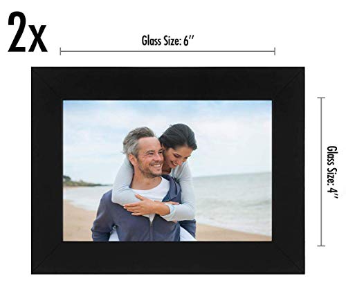 Image of Americanflat 4x6 Picture Frame with Shatter-Resistant Glass - Set of 2 - Signature Collection - Gallery-Style Frames Made of Engineered Wood - Picture Frames for Tabletop and Wall Display - Black