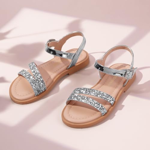 Image of PANDNAINJIA Girls Sandals Open Toe Toddler Kids Dress Summer Shoes