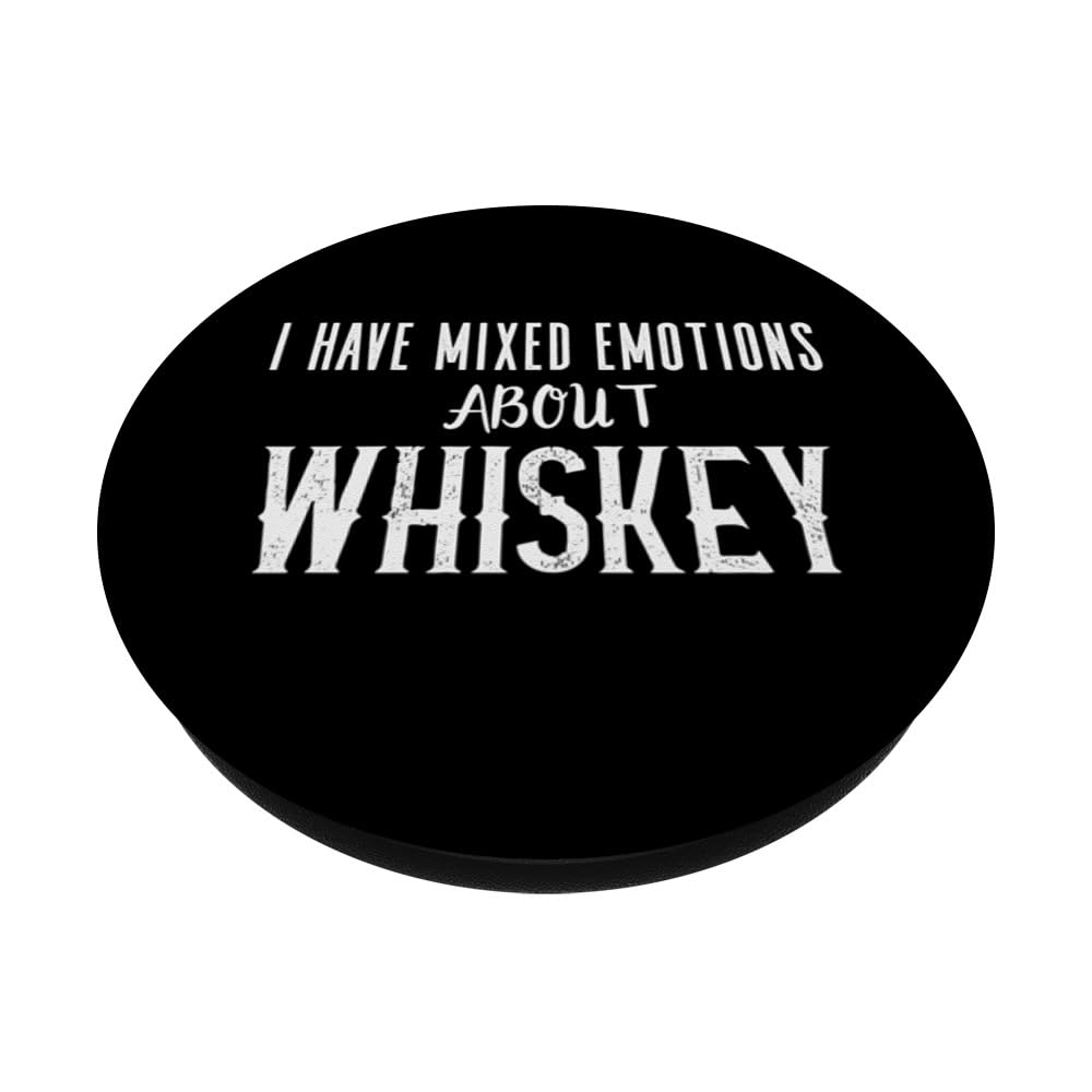 I Wonder if Whiskey Thinks About Me Too Mixed Emotions Drink PopSockets Swappable PopGrip, Black - Image 2