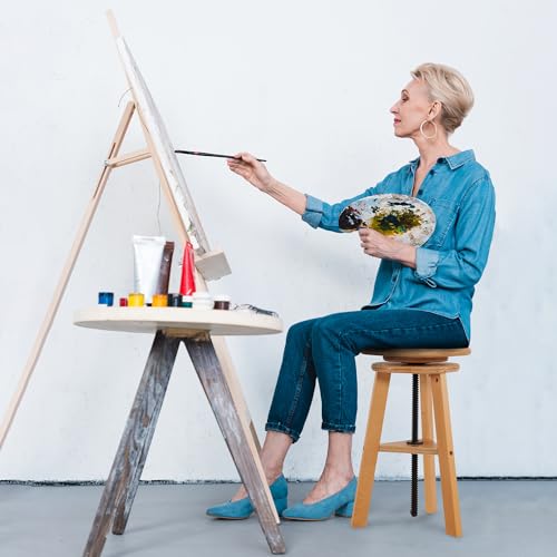 Image of VISWIN Adjustable Drafting Stool, Beech Wood, Artist Stool Chair, Supports Up to 176 Lbs, for Artists, Studio, Home Use, Office, Kitchen
