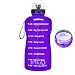 QuiFit Half Gallon Water Bottle with Infuser and Time Marker, Locking Flip-Flop Lid,Large Capacity 64/43/15 oz BPA Free Outdoors Tritan Sport Fitness Water Jug (Light Purple, 64 oz)
