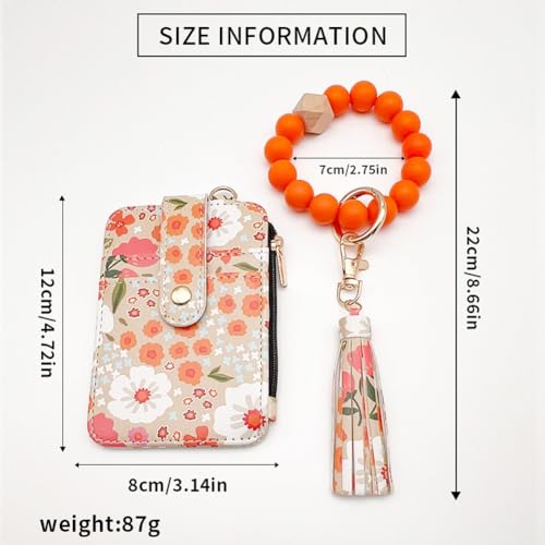 Boho Beaded Wallet Keychain, Wristlet Wallets for Women with Tassel, Small Beaded Keychain Wallet2