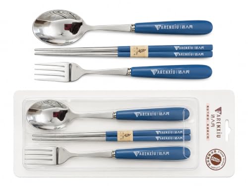 Image of Stainless Steel Cutlery Set, 3-Piece | Spoon, Fork, Chopsticks