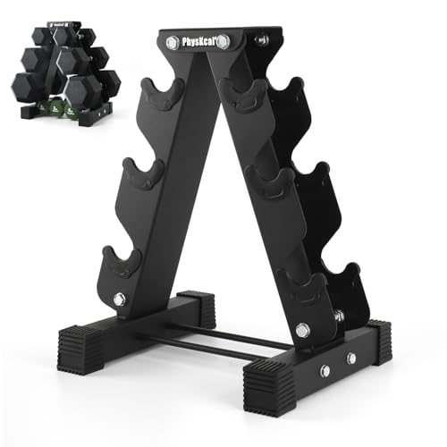 PhysKcal 3-Tier Dumbbells Rack Heavy Duty Gauge Steel 150 kg Load Bearing