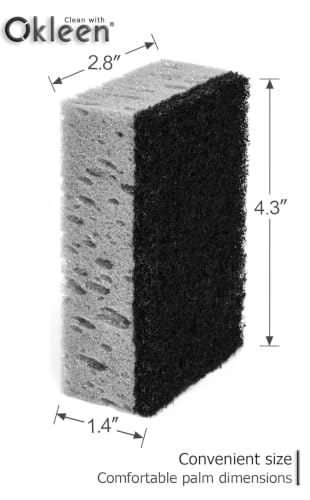 Image of Grey Multi Use Scrub Sponges. Made in Europe. 9 Pack, 4.3x2.8x1.4 inches. Best Odorless Durable Heavy Duty Scrubber for Kitchen and Household Cleaning
