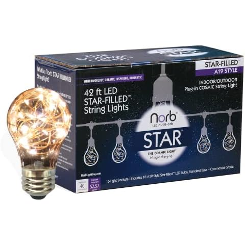 Norb Star String Lights - Each Bulb Contains Dozens of Tiny Stars for Unique Cosmic Lighting. Mesmerizing LED Strand for Outdoors & Indoors, Patios, Events, Weddings & Everyday. Cover