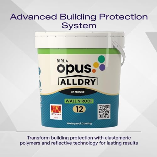 Image of Birla Opus Alldry Wall N Roof 12 Waterproof Coating (4L, White Colour)-Excellent reflection, Water resistance-Crack Bridging, Long Lasting Terrace Protection-For Roofs, Walls, Parapets