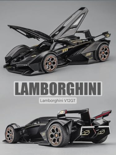 Image of Advisian store 1:24 Lamborghini V12 Vision Gran Turismo Model Alloy Pull Back Toy car with Openable Doors & Sound and Light for Kids [Colors as Per Stock] (1:24 Lamborghini v12 - Multicolor)