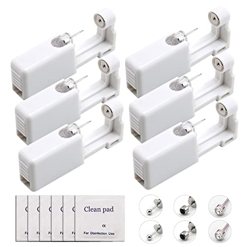 Anghie Ear Piercing Gun 6 Pcs Self Ear Piercing Kit Disposable Ear Stud Gun Kit No Pain Ear Piercing Gun Kit Tool Piercing Tool and Piercing Supplies