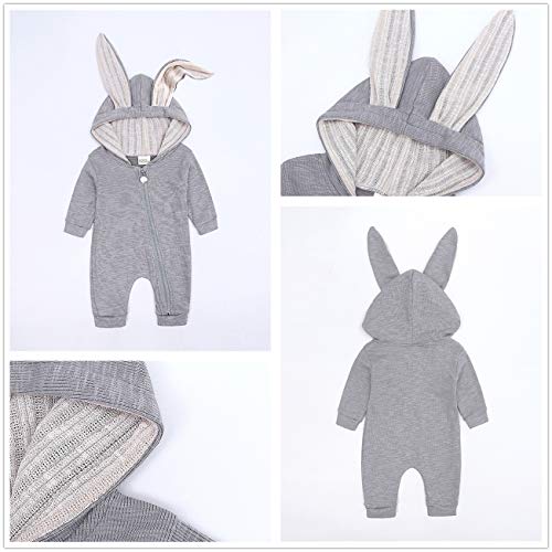 Baby Konijn Oren Romper Pasgeboren Baby Hooded Kleding Ademend Babysuits Katoen Rits Jumpsuit Uitloper Trui Cadeaus voor… - Image 5
