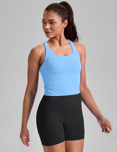Image of HeyNuts Longline Zeal Bras Medium Impact Wirefree Sports Bras Workout Crop Tank Tops with Removable Pads, A-D Cups