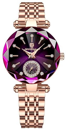 Gosasa Reloj de mujer de lujo de marca superior, esfera de diamante, reloj elegante para mujer, de cuero, cuarzo, a la moda, reloj de pulsera para mujer, impermeable, pantalla analógica, acero