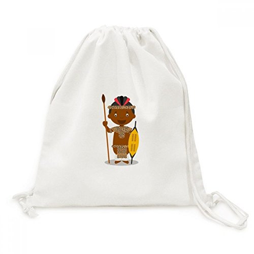 Sac de voyage en toile dessin cartoon Tribe Afrique du Sud avec fermeture cordon
