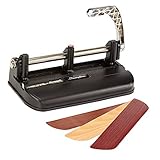 Swingline 2-7 Hole Punch, Adjustable, Heavy Duty Hole Puncher, 40 Sheet Punch Capacity, Chrome/Black/Woodgrain (74400)