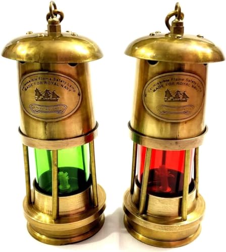 Nautisches Schiffslaternen-Set, 15,2 cm, Messing-Öllampen, rotes und grünes Glas, Royal Navy Stil