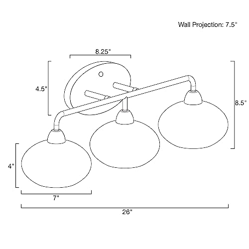 Kira Home Marina 26" Modern 3-Light Vanity/Bathroom Light + Hammered Glass Shades, Brushed Nickel Finish #TOP5