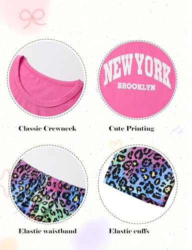 Image of mksodopy Girls Summer Clothse Graphic Print Front and Back High and Low Irregular T-shirt Cycling Shorts Set