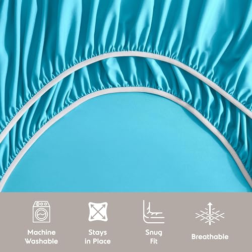 Image of Nestl Extra Deep King Sheet Set - 6 Piece Breathable & Cooling Sheets - Hotel Luxury Bedding Set w /18-24 Inch Deep Pockets - Easy & Secure Fit - Super Soft, Wrinkle Free & Comfy - Bright Blue
