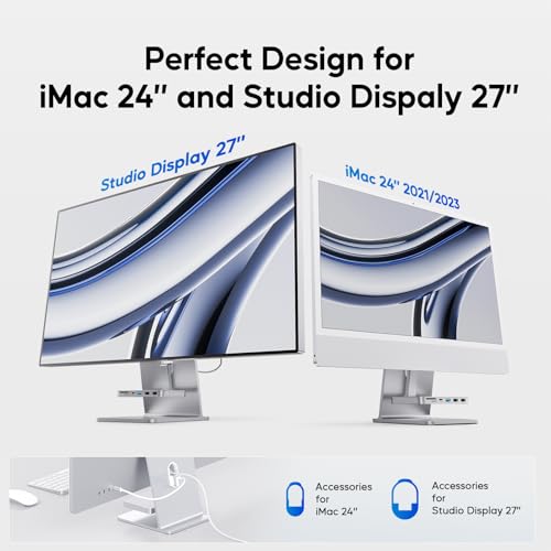 Image of USB C Hub for iMac,iMac Accessories Support 10Gbps NVMe SATA SSD Enclosure,USB A 10Gbps,USB C 3.2 Gen 2,2*USB-A2.0,SD /TF Card Reader for iMac 24inch &Studio Display 27inch