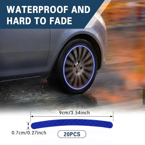 Winuerk QPH1026 20Pcs Car Wheel Hub Reflective Sticker, Reflective Car Wheel Decorative Stripe Stickers, Night Safety Warning Tape Sticker thumb #3