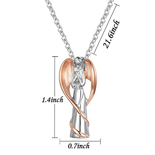 Cremation Urn Necklace for Ashes Angel Wing Keepsake Locket Stainless Steel Cross Cremation Jewelry Waterproof Memorial Pendant…2