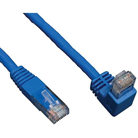 Tripp Lite Down-Angle Cat6 Gig Molded UTP Cable, RJ45 Right-Angle Down M to RJ45 M, Blue, 3.05 m (N204-010-BL-DN) Cover
