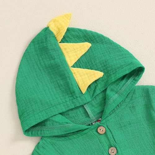 Thorn Tree Infant Newborn Baby Boy Clothes Dinosaur Cotton Linen Bodysuit Halloween Hooded Romper3