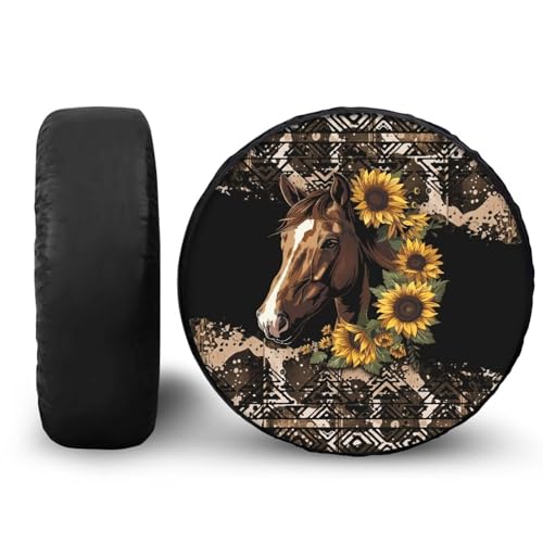 Image of Pensura Ethnic Horse Tire Cover Waterproof Wheel Covers, Sun Rain Snow Protectors, Fit for Jeep Wrangler Rv SUV Truck Travel Trailer, 14-19 Inch