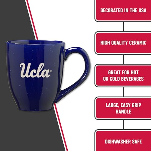 Image of Rico Industries NCAA UCLA Bruins Royal Blue Personalized 16 oz Team Color Laser Engraved Speckled Ceramic Coffee Mug