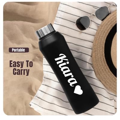 Image of CASPIAN / / / Vibe Customised Stainless Steel Water Bottle 1L, Religious Symbol Print with Name - Spiritual Personalised Bottle for Temple, Office, Yoga & Corporate Gifting (Black)
