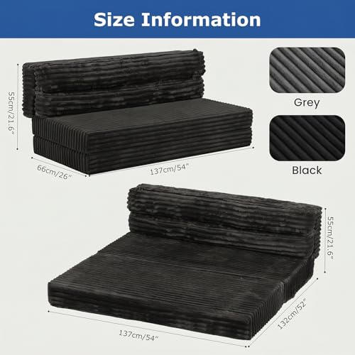 Image of Erament Tri-Fold Futon Sofa Bed, 6 Inch Foldable Floor Couch, High-Density Foam Convertible Sleeper Sofa with Removable Washable Corduroy Cover, Portable Floor Mattress for Living Room