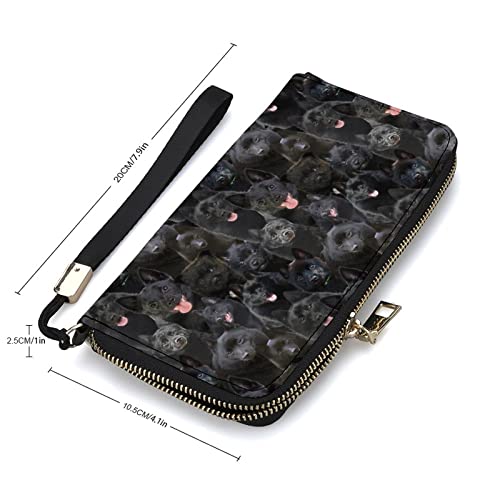 Schipperke Dog Print Wallets for Women Men, Funny Black Dogs Pattern Leather Zipper Card Holder Coin Purse, Gift for Schipperke Dog Lover/Pet Owner/Dog Dad Mom2