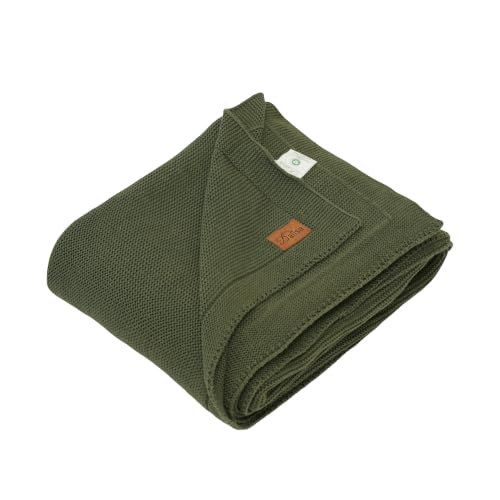 Dalisa 100% Organic Turkish Cotton Throw Blanket - GOTS Certified, Cozy - Perfect for Couch, Bed, and Home Decor - Boho Vintage Knit Alina (Pepper Green, 80x90)