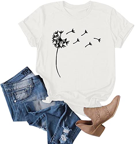T-shirt graphique pissenlit pour femme Cicy Bell en coton