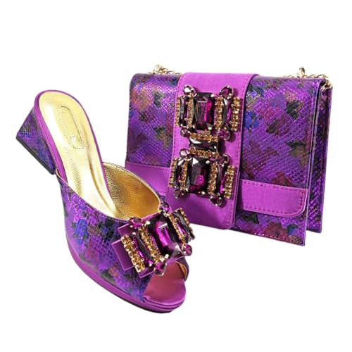 Womens Elegant Heeled Shoes and Handbag Set Italian Design Matching Look for Party Wedding