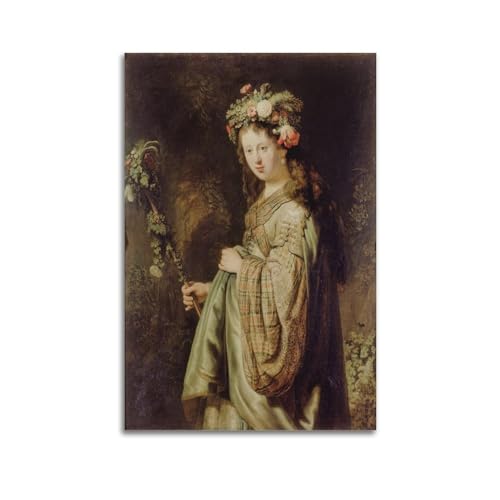 Impression sur toile Flora Rembrandt chef-d'oeuvre de peinture decoration murale