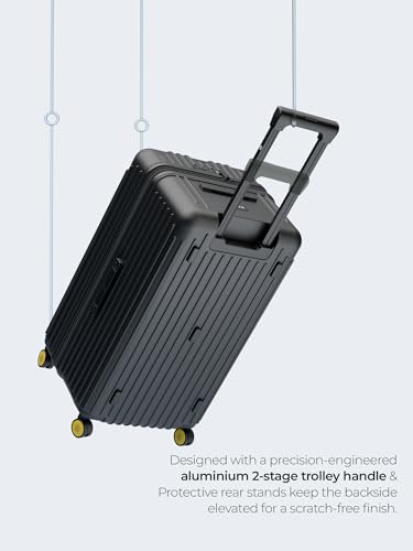 Image of EUME Trunk Check in Trolley Bag Medium Size for Travel | 66cm to 74cm Expandable Trolley Bag | Polycarbonate 8 Silentrun Spinner Wheels Suitcase | Premium Trolley Bags for Travel (Charcoal Black)