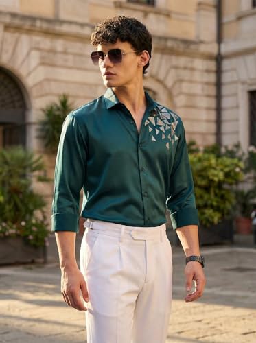 Image of IndoPrimo Men's Stylish Satin Shirt for Party, Formal, Daily and Casual Wear Full Sleeve Shirt for Mens - Trio