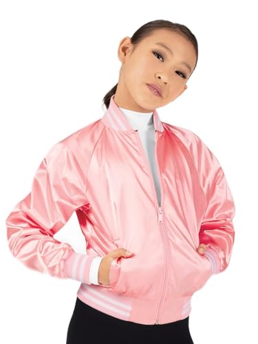 Double Platinum Girls Satin Dance Team Bomber Jacket