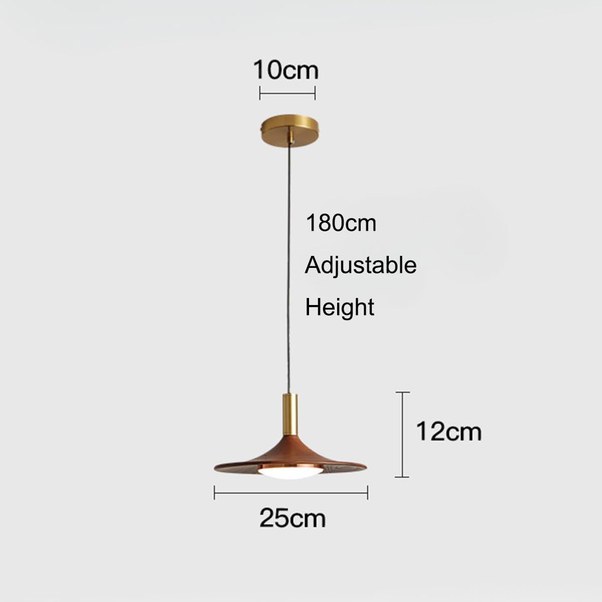 LED Rustic Pendant Lamp, Height Adjustable Imitation Wood Design, 25 cm, Lampshade, 3 Colours Adjustable (3000K/4000K/6000K) Ceiling Lamp for Living Room, Dining Room, Bedroom, Kitchen (25 cm)