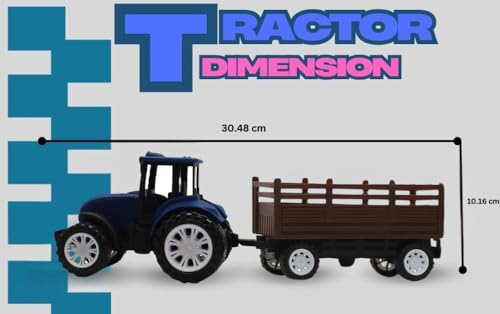 Image of Friction Powered Tractor Trolley Toy for Kids | Farm Tractor Toy with Trailer for Boys & Girls | Push & Go Tractor Vehicle Toy | BIS Certified | NeoKiddo (Dark Blue)