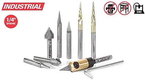 Amana Tool - AMS-128 8-PC 'V' Carving CNC Router Bit Collection, 1/4" Shank