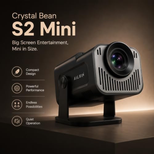 Image of AILKIN Projector 1080P Full HD Support 4K Decoding, Portable Projector with 5G WiFi Bluetooth, 250 Inch Max Display, 50000 Hrs Lamp Life, Home Theater Outdoor Movie Projector